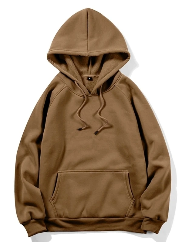 Custom Men′ S Clothing Fleece Casual Wear Hoody Coffee Brown Color Hoodies for Men Guys Solid Drawstring Kangaroo Pocket Hoodie