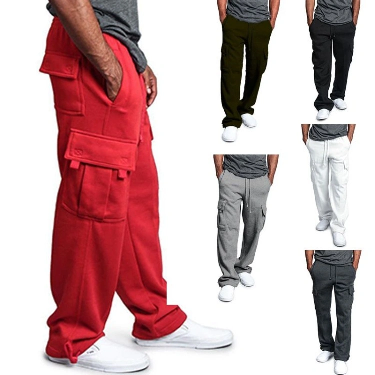 Men′s Cargo Pants Casual Multi Pockets Pants Male Outwear Loose Straight Slacks Plus Size Long Trousers