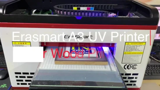 Erasmart A3 小型デスクトップ名刺ビニール袋アクリルボトル電話ケース印刷、小さなロゴインクジェットプリンタ、フラットベッド UV プリンタ