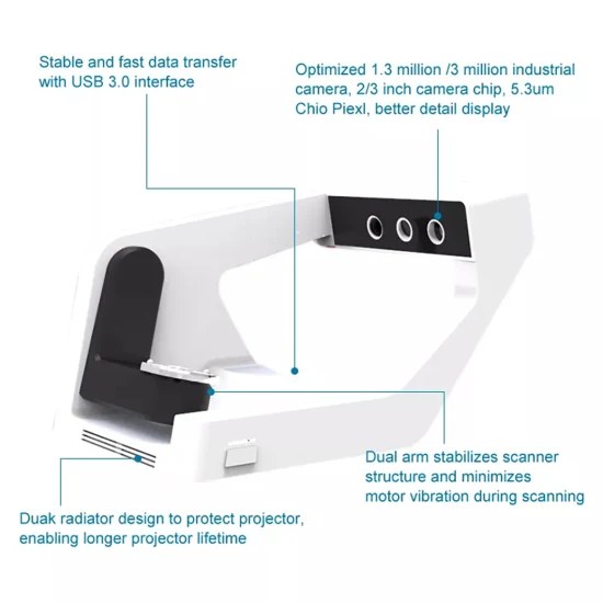 メーカー ブルーライト、高速、高精度、CAD カメラ、デスクトップ歯科技工所、3D デジタル歯科スキャナー